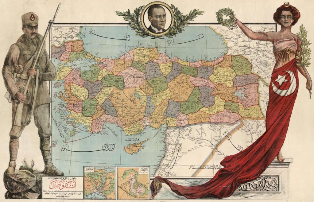 Alaeddin Matbaası (Kitabhane-i Sudi) tarafından basılan "Anavatan" haritası